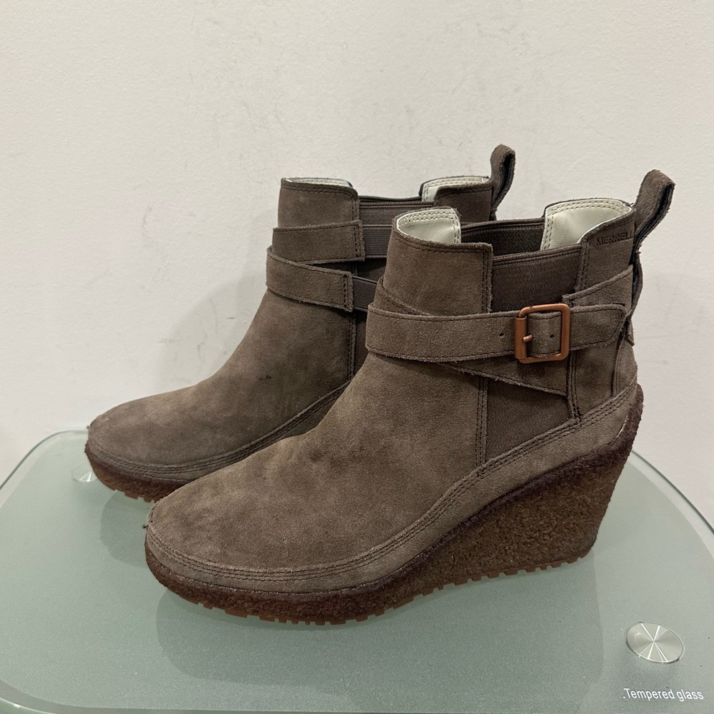 Merrell Tremblant Ankle Booties J94750 Suede Wedge Brown‎ Women's 8